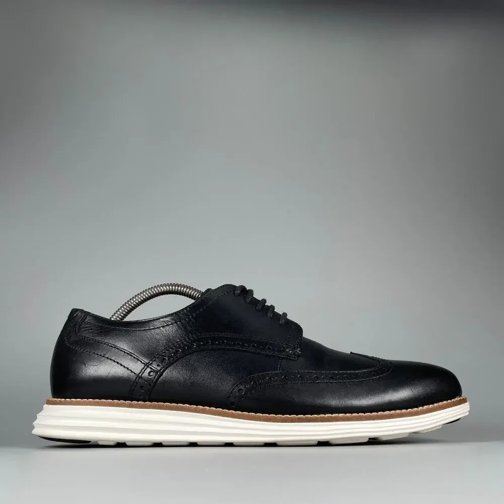 Cole Haan OriginalGrand Men's 9.5 M Black White Wingtip Oxford Casual Dress Shoe